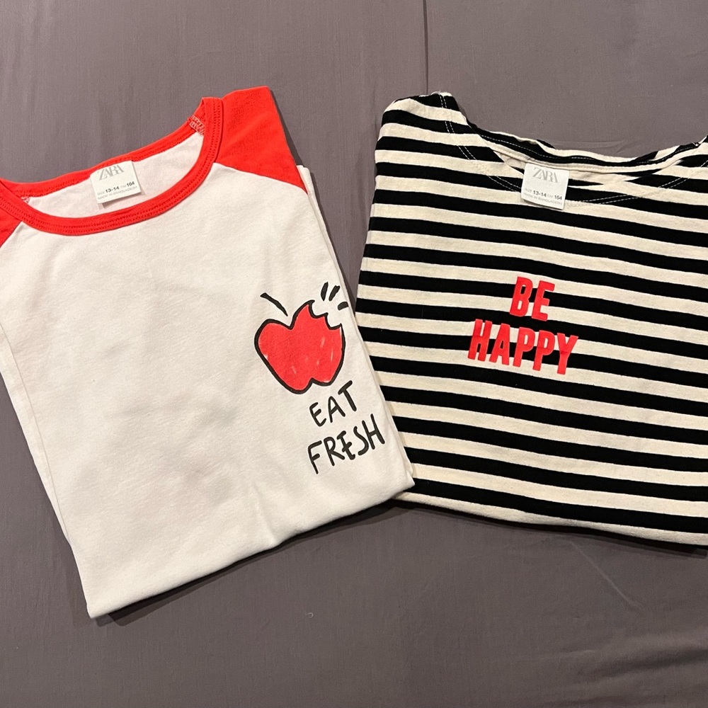 Zara 'Today is a Super Good Day' Tee and “Be Happy” Tee size 13/14